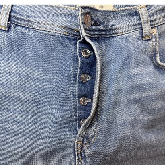 We The Free Jeans Sz 31 High Rise Ankle Straight Leg Distressed Hem Button Fly - Picture 4 of 8
